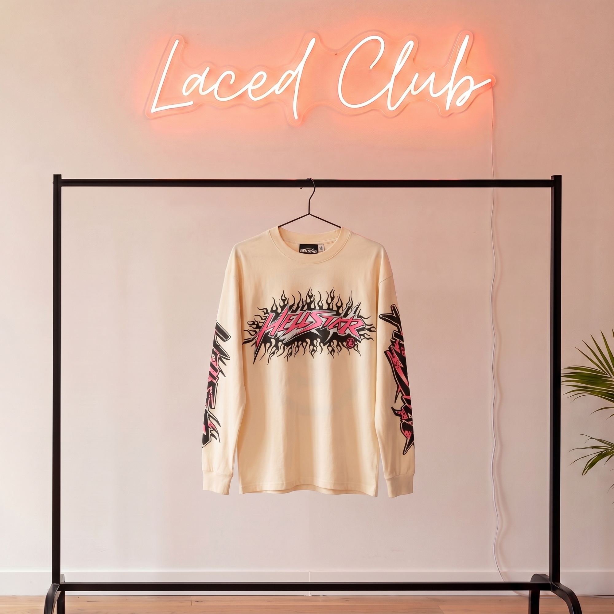 Hellstar Future Flame Longsleeve — Cream/Pink