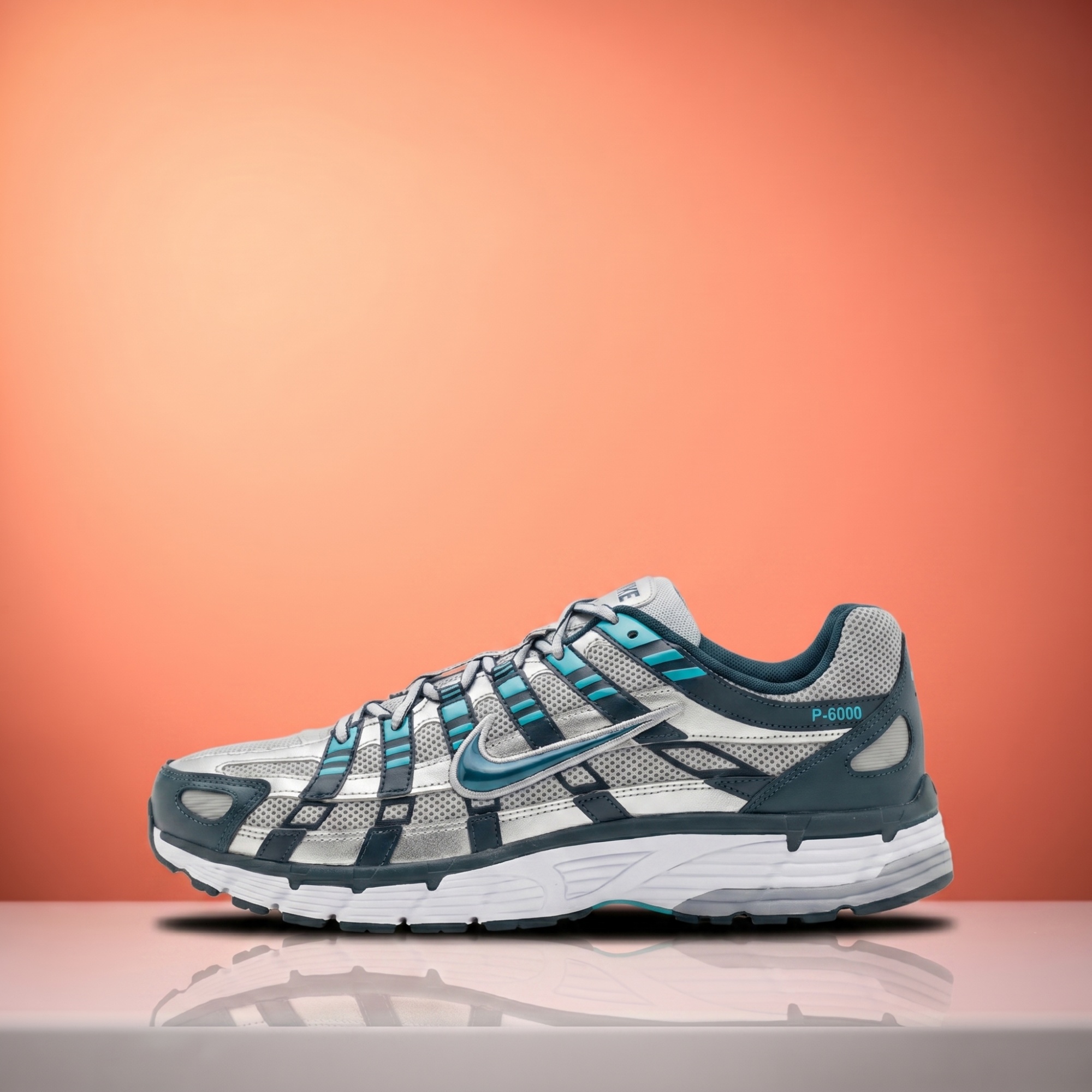 Nike P-6000 — Flat Silver / Geode Teal